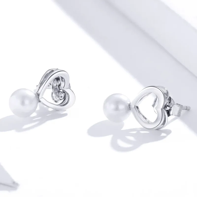 (imagine pentru) Cercei Tip Pandora cu Pearl Drop din argint - SCE869 - Vizualizare 4