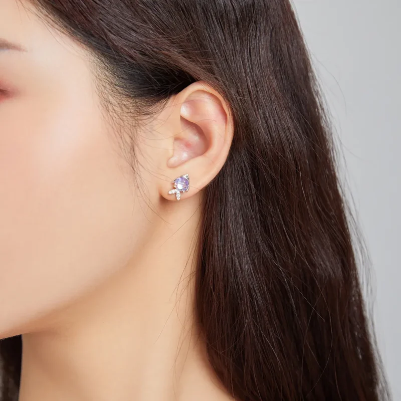 (imagine pentru) Cercei Tip Pandora cu Peștișor fericit din argint - SCE1028 - Vizualizare 5