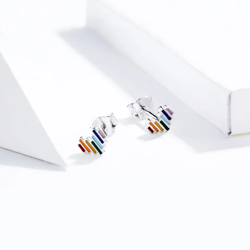 (imagine pentru) Cercei Tip Pandora cu Rainbow Inima din argint - SCE787 - Vizualizare 2