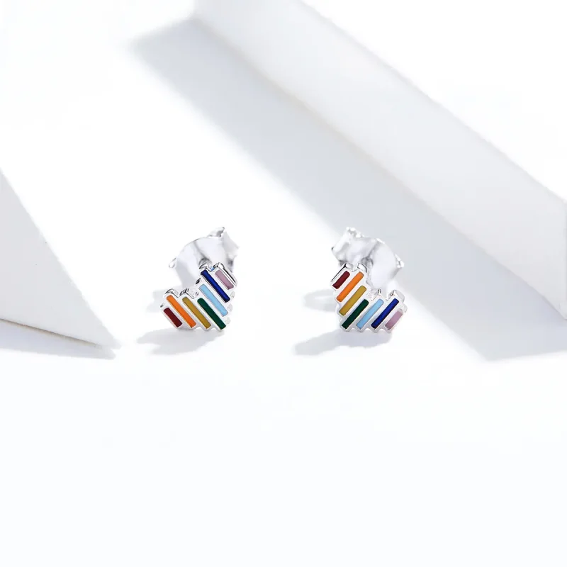 (imagine pentru) Cercei Tip Pandora cu Rainbow Inima din argint - SCE787 - Vizualizare 4