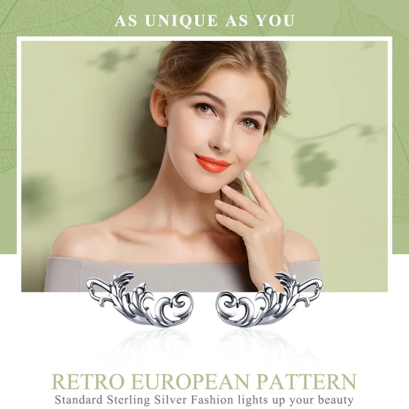 (imagine pentru) Cercei Tip Pandora cu Retro floare europeană din argint - SCE580 - Vizualizare 2