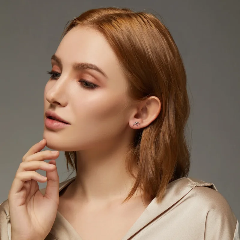 (imagine pentru) Cercei Tip Pandora cu Rândunică de primăvară din argint - BSE302 - Vizualizare 8