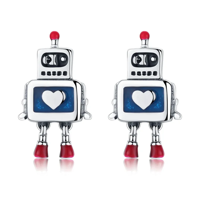 (imagine pentru) Cercei Tip Pandora cu Robot din argint - SCE477