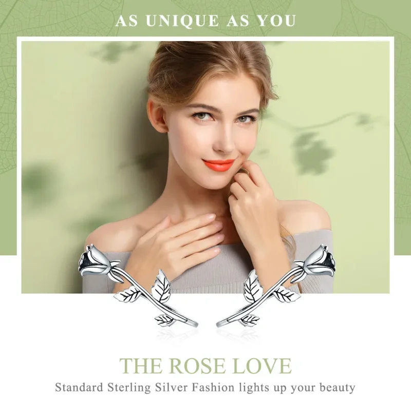 (imagine pentru) Cercei Tip Pandora cu Rose Love din argint - SCE380 - Vizualizare 2