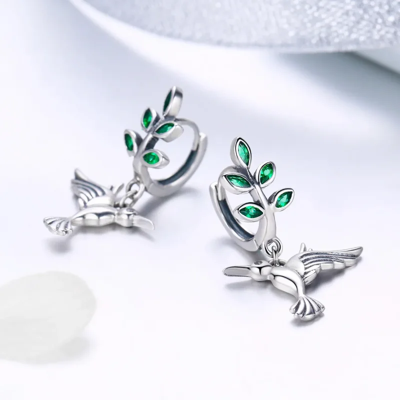 (imagine pentru) Cercei Tip Pandora cu Salutări de la colibri din argint - SCE464 - Vizualizare 3