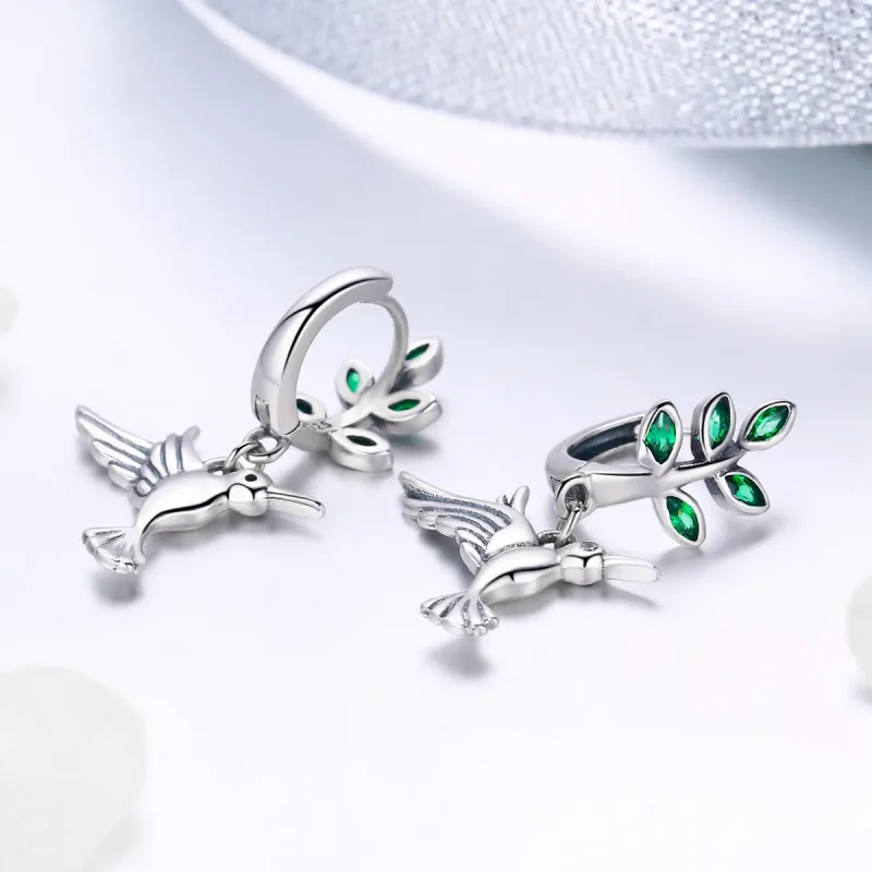 (imagine pentru) Cercei Tip Pandora cu Salutări de la colibri din argint - SCE464 - Vizualizare 4