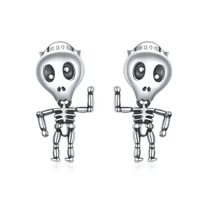 (imagine pentru) Cercei Tip Pandora cu Schelet cool din argint - SCE1110