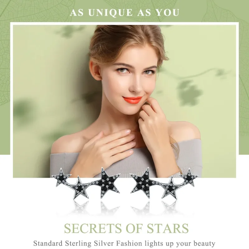 (imagine pentru) Cercei Tip Pandora cu Secretele Stelelor din argint - SCE292 - Vizualizare 2