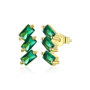 (imagine pentru) Cercei Tip Pandora cu Smarald solid placat cu aur de 14 k - SCE1051-GN