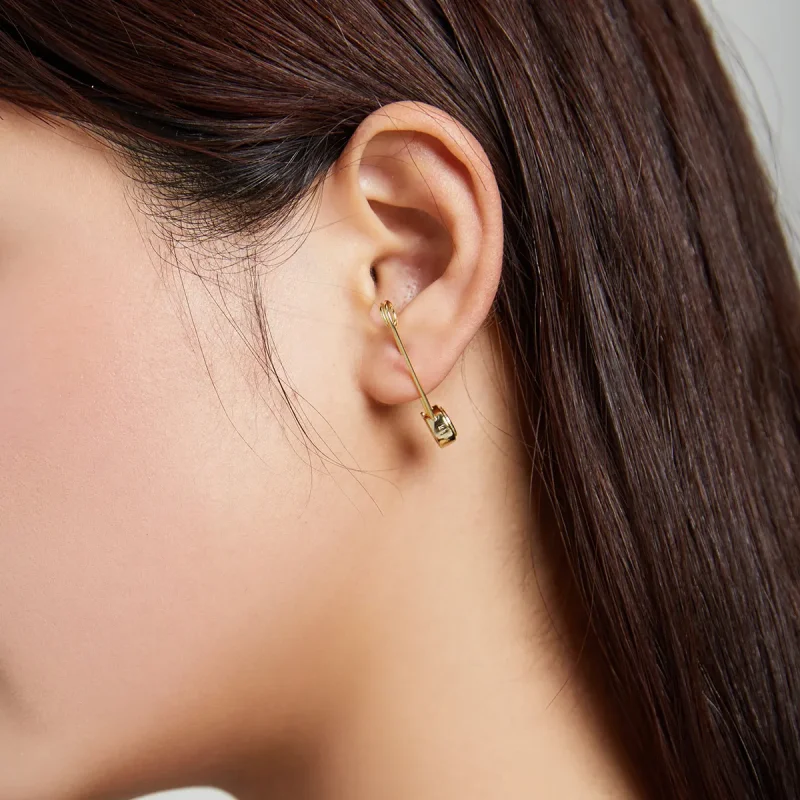 (imagine pentru) Cercei Tip Pandora cu Snap-Pin Stud-Shine placat cu aur de 14 k - SCE1087 - Vizualizare 3