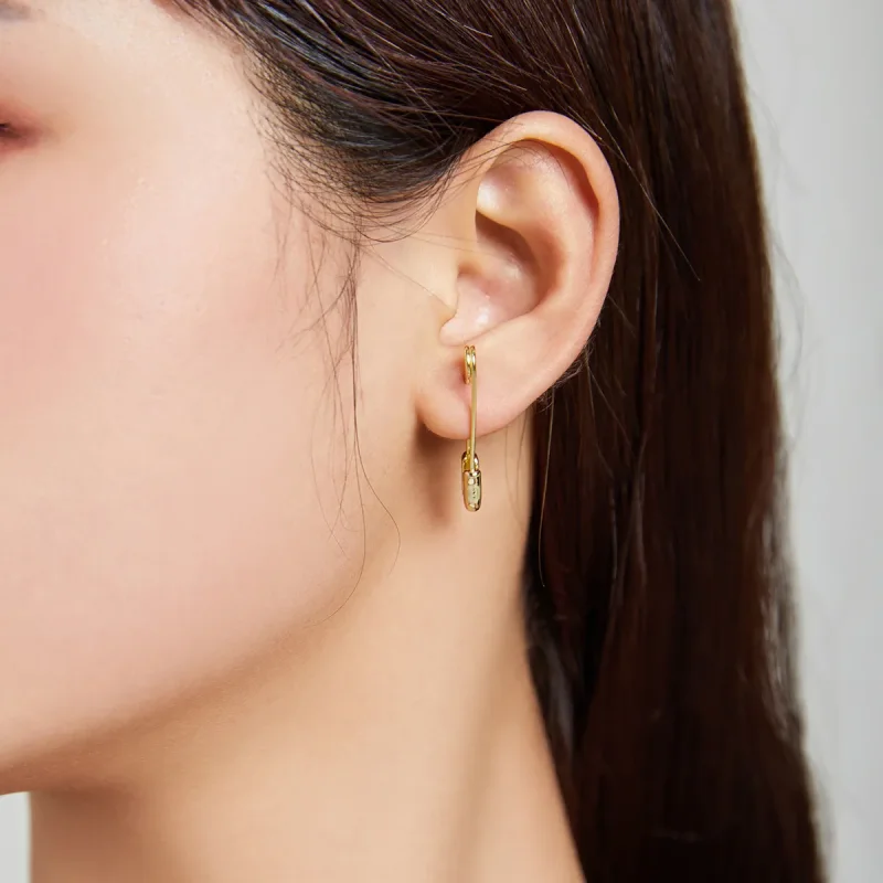 (imagine pentru) Cercei Tip Pandora cu Snap-Pin Stud-Simple placat cu aur de 14 k - SCE1086 - Vizualizare 3