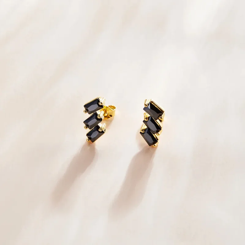 (imagine pentru) Cercei Tip Pandora cu Solid placat cu aur de 14 k - SCE1051-BK - Vizualizare 2