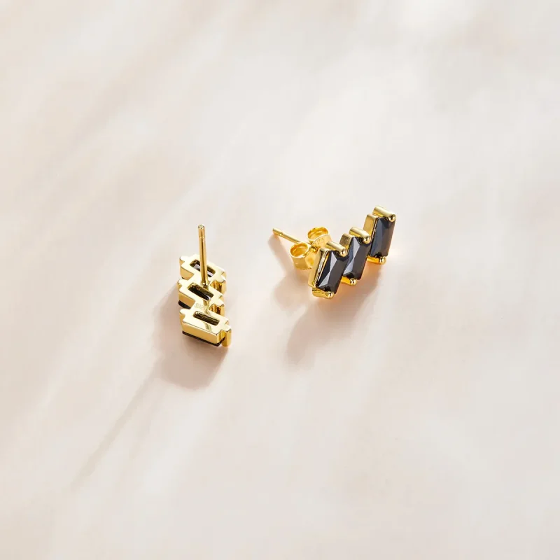 (imagine pentru) Cercei Tip Pandora cu Solid placat cu aur de 14 k - SCE1051-BK - Vizualizare 3