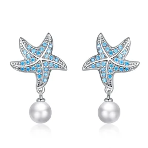 (imagine pentru) Cercei Tip Pandora cu Stea de mare cu perle din argint - BSE405