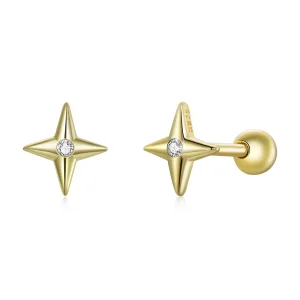 (imagine pentru) Cercei Tip Pandora cu Stele de Aur placat cu aur de 14 k - SCE1117