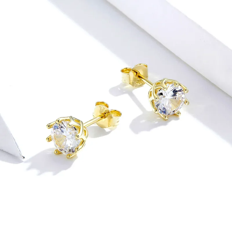 (imagine pentru) Cercei Tip Pandora cu Ușoară placat cu aur de 14 k - SCE499-B - Vizualizare 2
