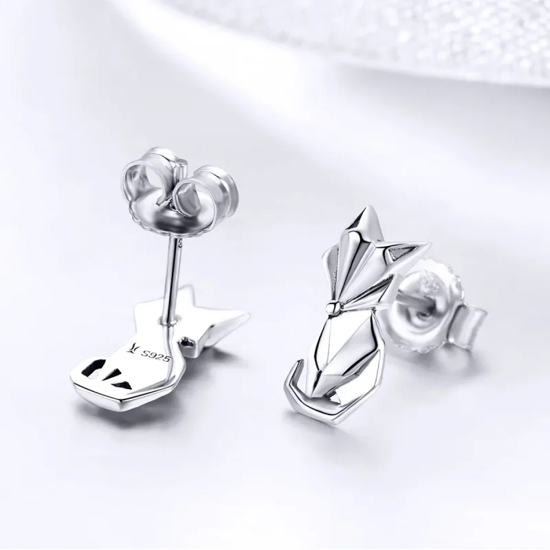 (imagine pentru) Cercei Tip Pandora cu Vulpea Origami din argint - SCE526 - Vizualizare 4