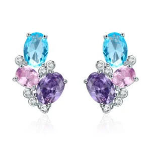(imagine pentru) Cercei Tip Pandora cu Zircon colorat din argint - SCE579