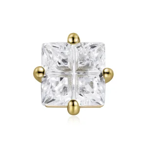 (imagine pentru) Cercei Tip Pandora cu Zirconiu Square Princess placat cu aur de 14 k - SCE1090