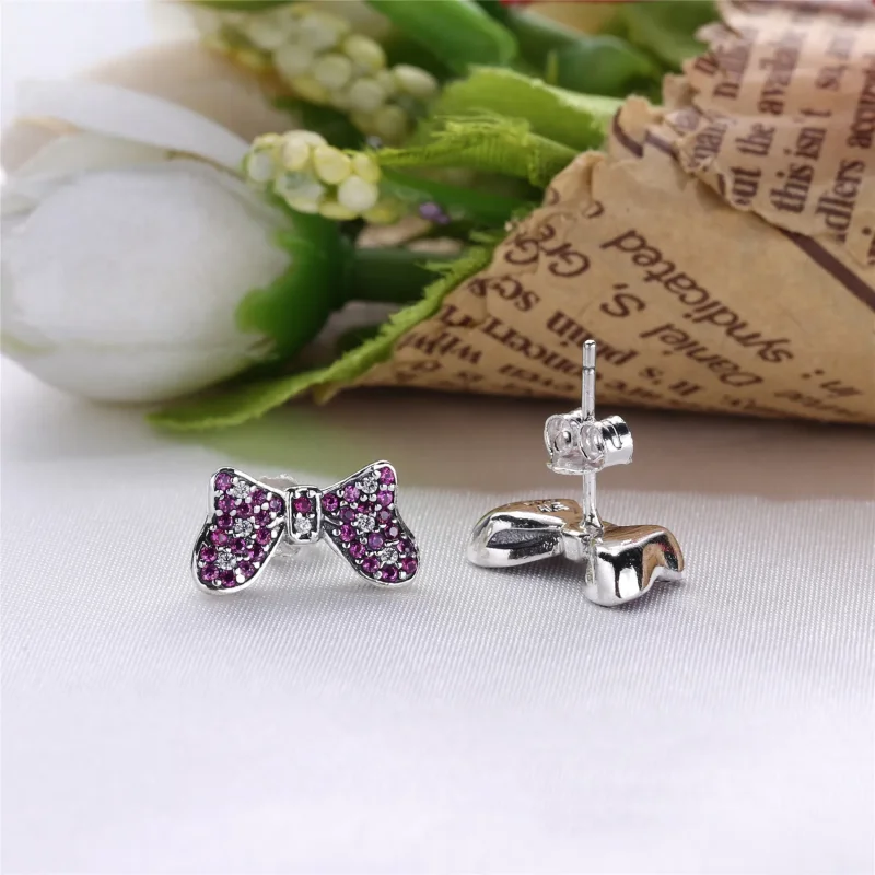 (imagine pentru) Cercei PANDORA, Minnie's Sparkling Bow din argint - Vizualizare 2