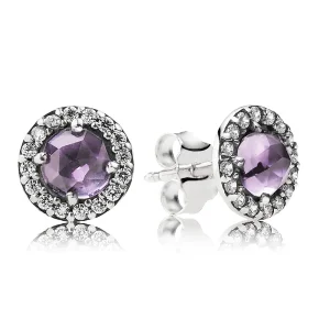 (imagine pentru) Cercei pavé din argint 925, cu ametist şi zirconiu cubic - 29054