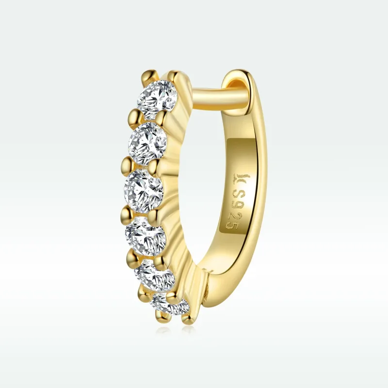 (imagine pentru) Cercei rotunzi Tip Pandora cu Alb strălucitor placat cu aur de 14 k - SCE1103 - Vizualizare 4