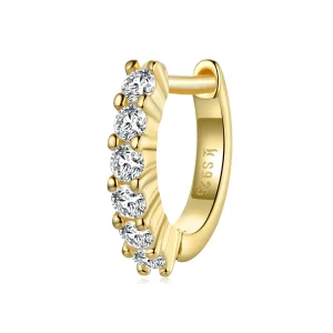 (imagine pentru) Cercei rotunzi Tip Pandora cu Alb strălucitor placat cu aur de 14 k - SCE1103