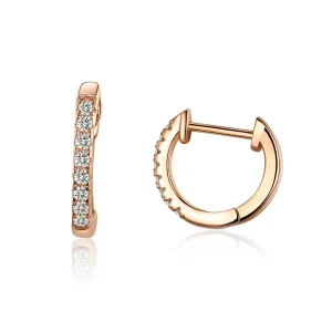(imagine pentru) Cercei rotunzi Tip Pandora cu Cerc mic din aur rose - SCE498-C