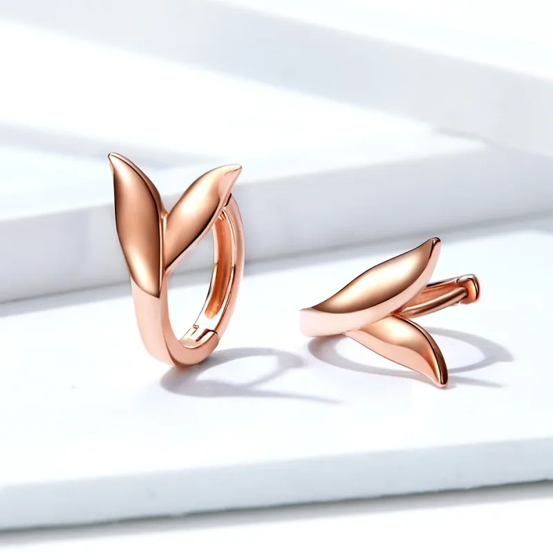 (imagine pentru) Cercei rotunzi Tip Pandora cu Coada de delfin din aur rose - BSE078 - Vizualizare 4