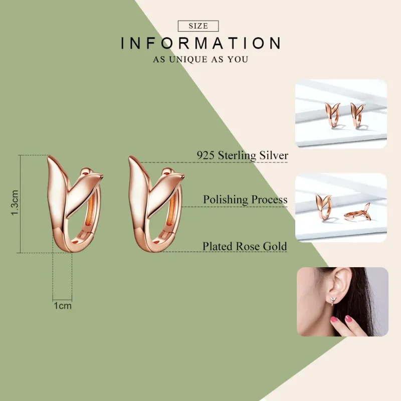 (imagine pentru) Cercei rotunzi Tip Pandora cu Coada de delfin din aur rose - BSE078 - Vizualizare 7