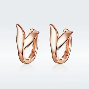 (imagine pentru) Cercei rotunzi Tip Pandora cu Coada de delfin din aur rose - BSE078