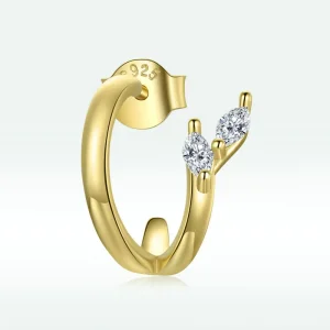 (imagine pentru) Cercei rotunzi Tip Pandora cu Diamant placat cu aur de 14 k - SCE1080