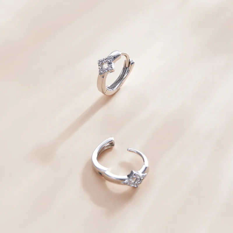 (imagine pentru) Cercei rotunzi Tip Pandora cu Diamant strălucitor din argint - SCE1048 - Vizualizare 2