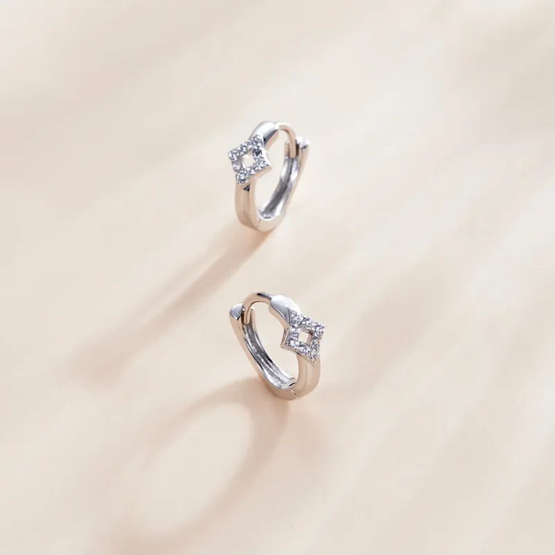 (imagine pentru) Cercei rotunzi Tip Pandora cu Diamant strălucitor din argint - SCE1048 - Vizualizare 3