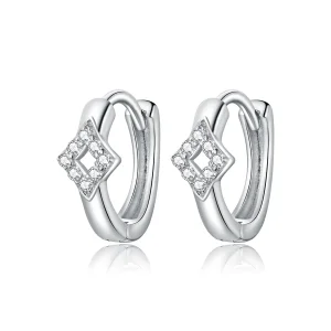 (imagine pentru) Cercei rotunzi Tip Pandora cu Diamant strălucitor din argint - SCE1048