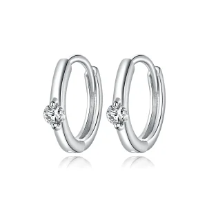 (imagine pentru) Cercei rotunzi Tip Pandora cu Diamant strălucitor din argint - SCE1050-A