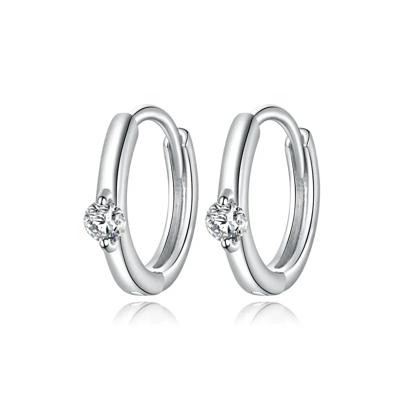 (imagine pentru) Cercei rotunzi Tip Pandora cu Diamant strălucitor din argint - SCE1050-A