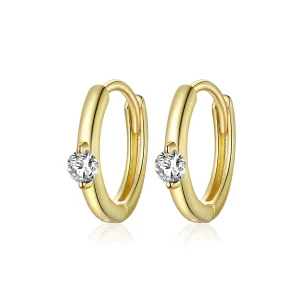 (imagine pentru) Cercei rotunzi Tip Pandora cu Diamant strălucitor placat cu aur de 14 k - SCE1050-B