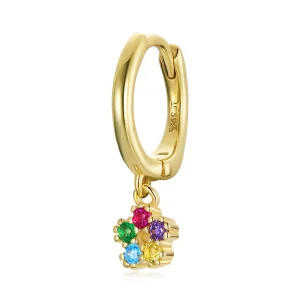 (imagine pentru) Cercei rotunzi Tip Pandora cu Floarea misterioasă a Spaniei placat cu aur de 14 k - SCE1150