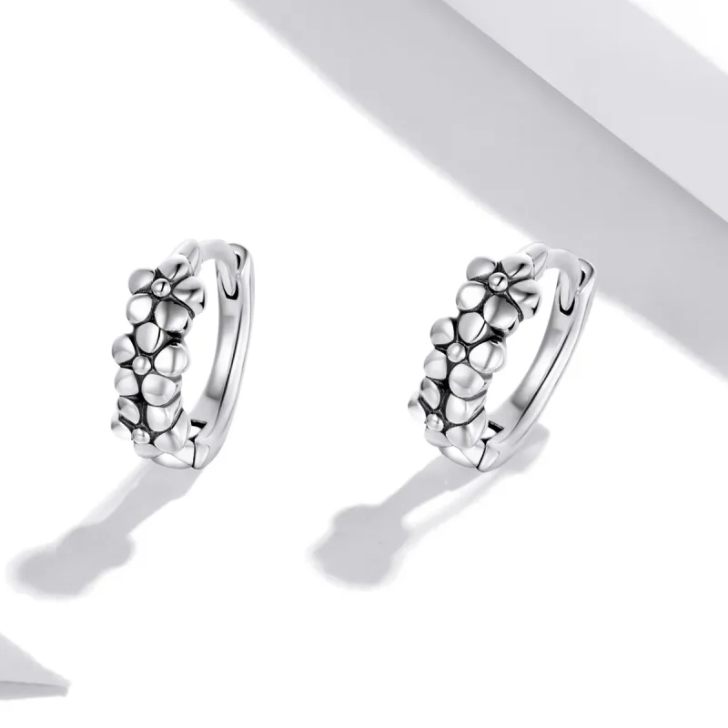 (imagine pentru) Cercei rotunzi Tip Pandora cu Flori simple de argint din argint - SCE1154 - Vizualizare 3