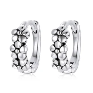 (imagine pentru) Cercei rotunzi Tip Pandora cu Flori simple de argint din argint - SCE1154