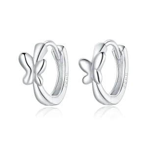 (imagine pentru) Cercei rotunzi Tip Pandora cu Fluture din argint - SCE1038