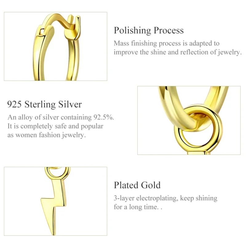 (imagine pentru) Cercei rotunzi Tip Pandora cu Iluminat placat cu aur de 14 k - SCE621 - Vizualizare 3