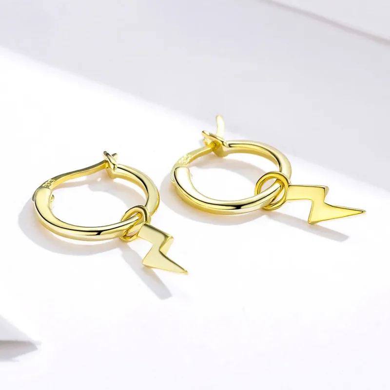 (imagine pentru) Cercei rotunzi Tip Pandora cu Iluminat placat cu aur de 14 k - SCE621 - Vizualizare 2