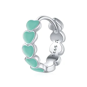 (imagine pentru) Cercei rotunzi Tip Pandora cu Inimi din argint - SCE1052-TQ