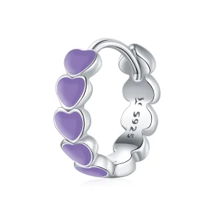 (imagine pentru) Cercei rotunzi Tip Pandora cu Inimi din argint - SCE1052-VT