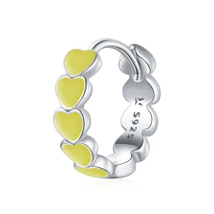 (imagine pentru) Cercei rotunzi Tip Pandora cu Inimi din argint - SCE1052-YE