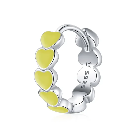 (imagine pentru) Cercei rotunzi Tip Pandora cu Inimi din argint - SCE1052-YE
