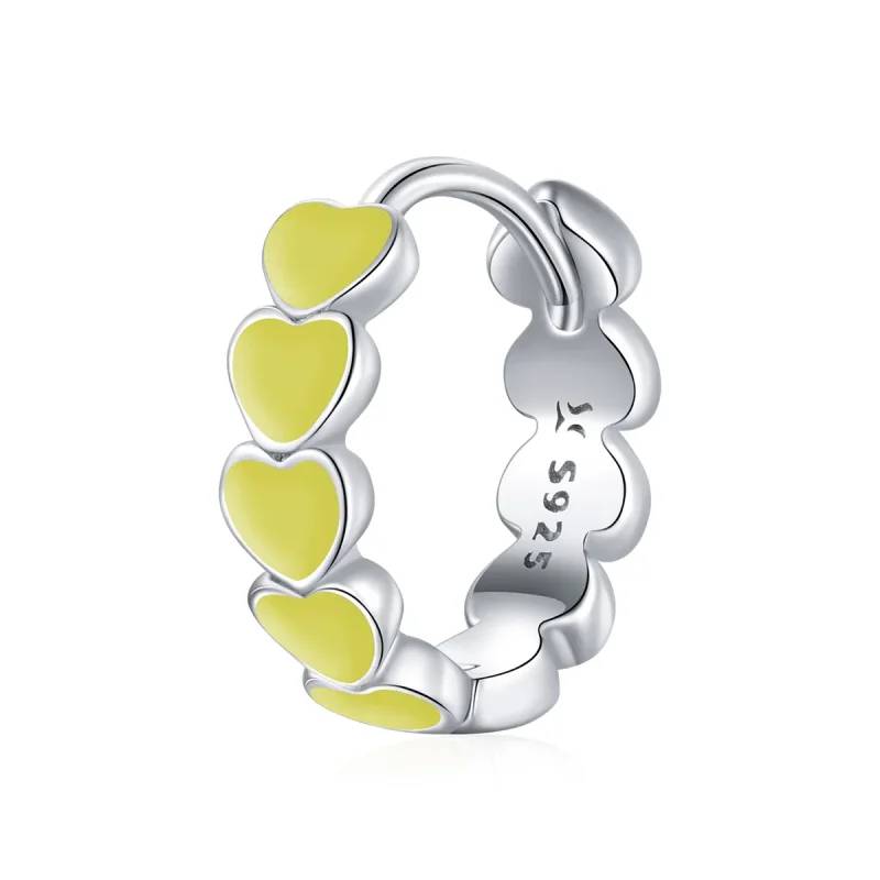 (imagine pentru) Cercei rotunzi Tip Pandora cu Inimi din argint - SCE1052-YE
