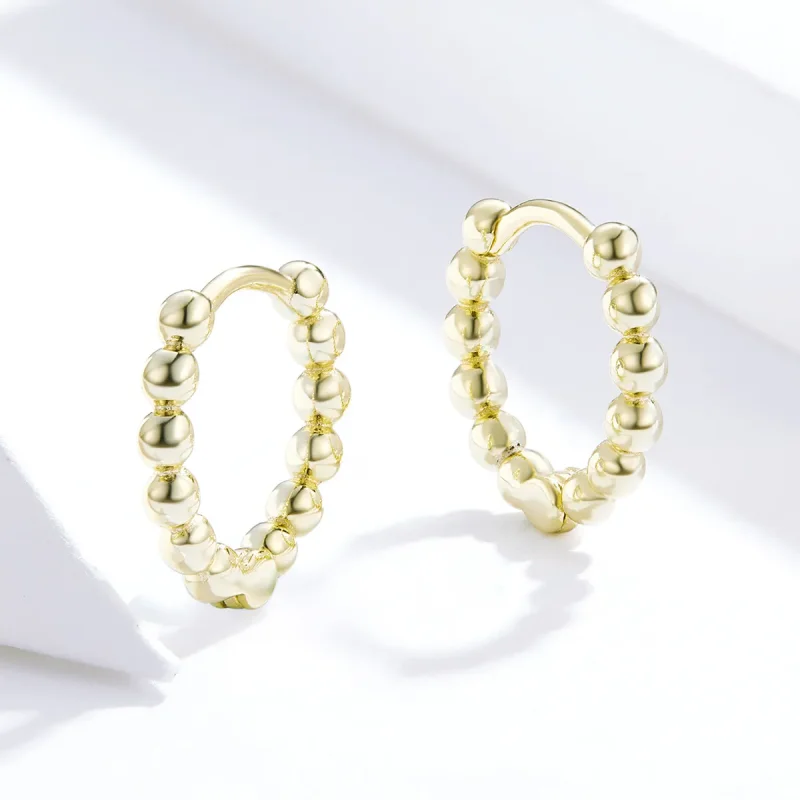 (imagine pentru) Cercei rotunzi Tip Pandora cu Minge mică placat cu aur de 14 k - SCE807-B - Vizualizare 3